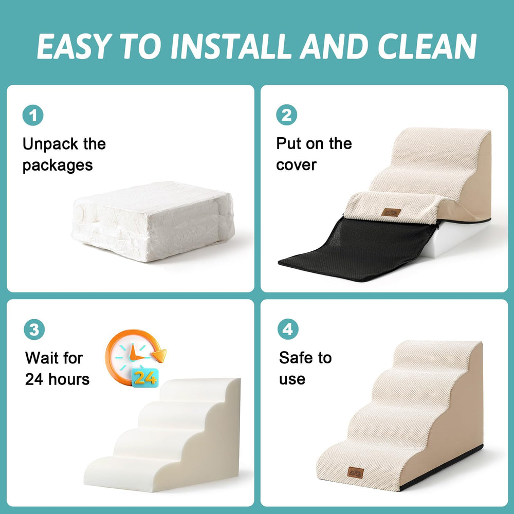 COZY KISS dog stairs beige color blends with furniture