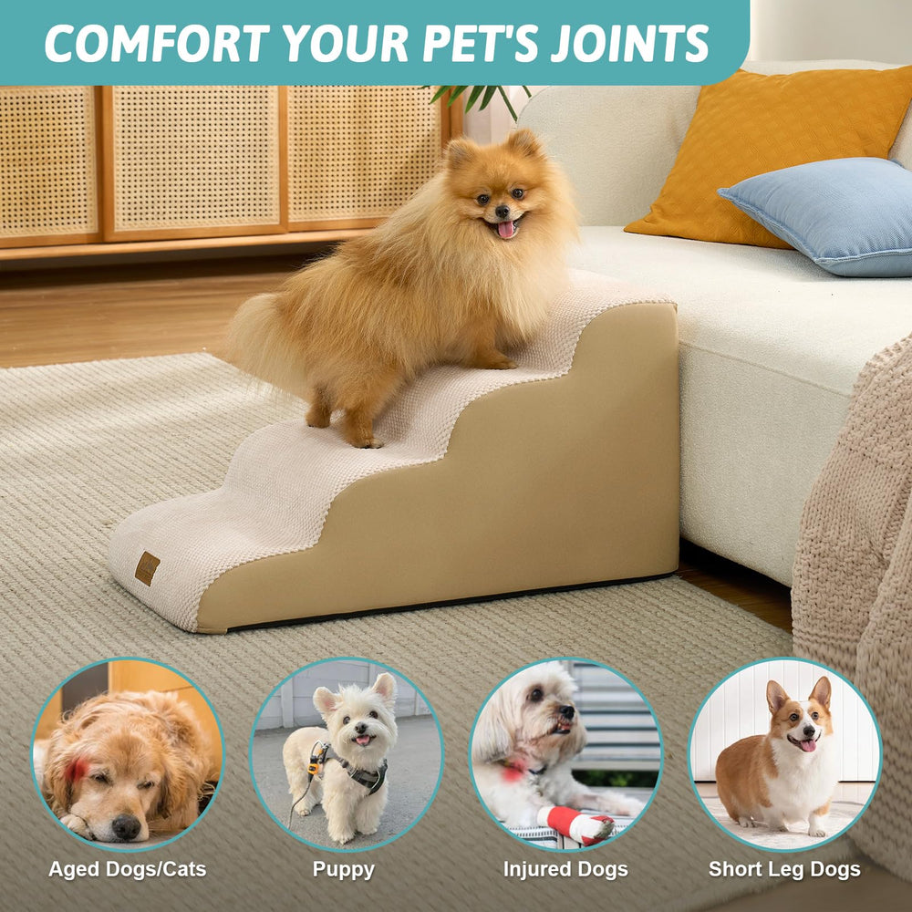 COZY KISS dog stairs anti-slip bottom keeps stairs steady.