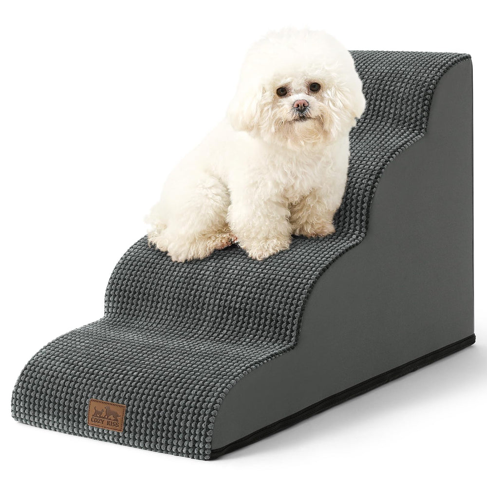 COZY KISS curved-design dog stairs help puppies climb furniture easily