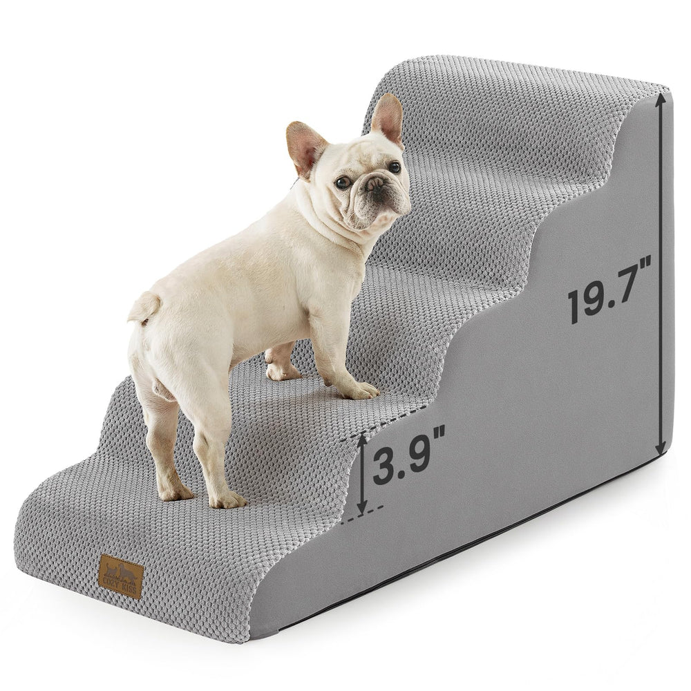 COZY KISS dog stairs curved ramp front view enables easy sofa access with a gentle incline.