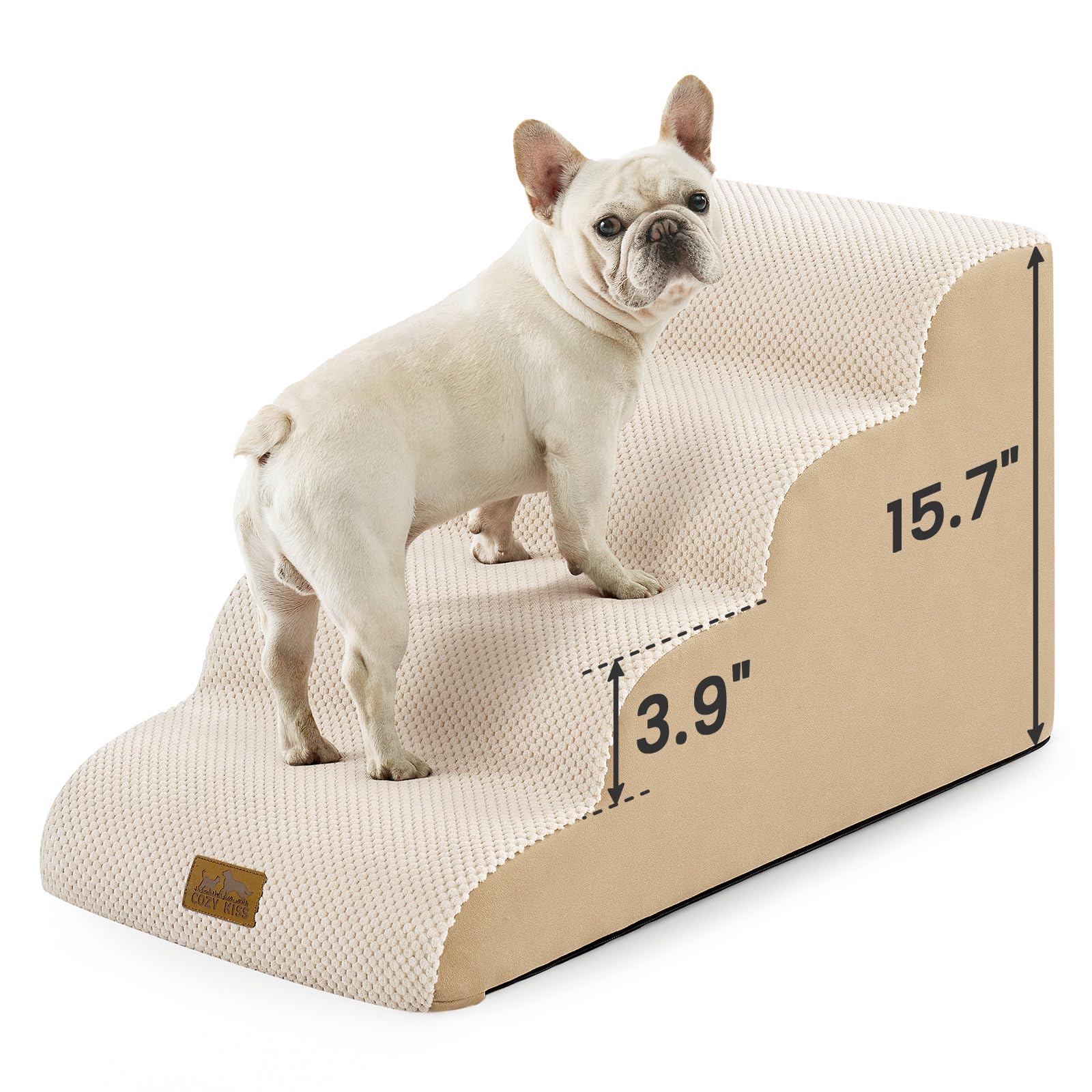 COZY KISS dog stairs curved ramp improves knee-friendly sofa access.