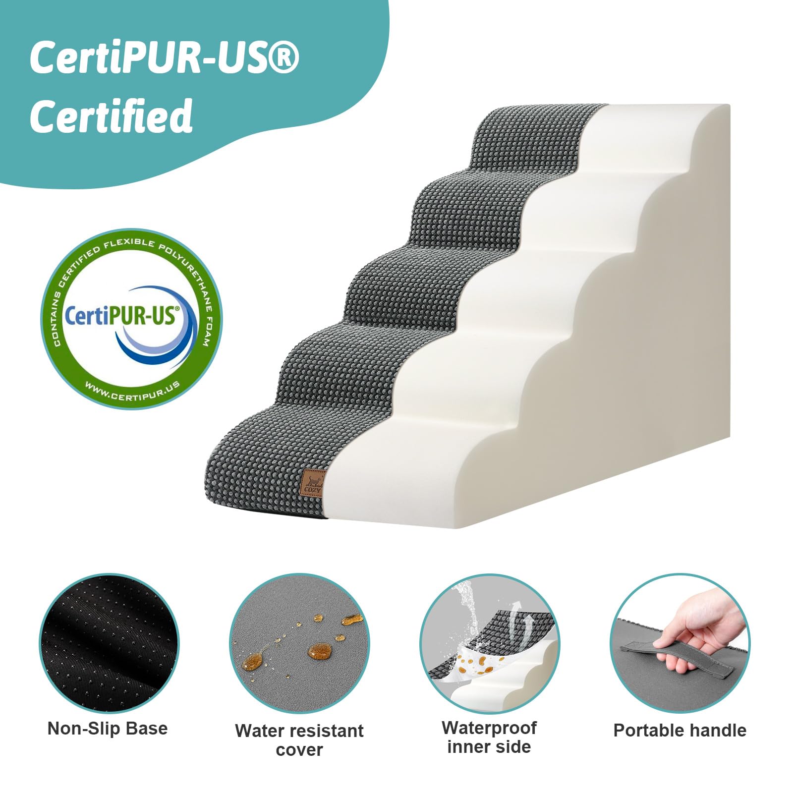 COZY KISS dog stairs five-step-high-bed design fits beds and high furniture.