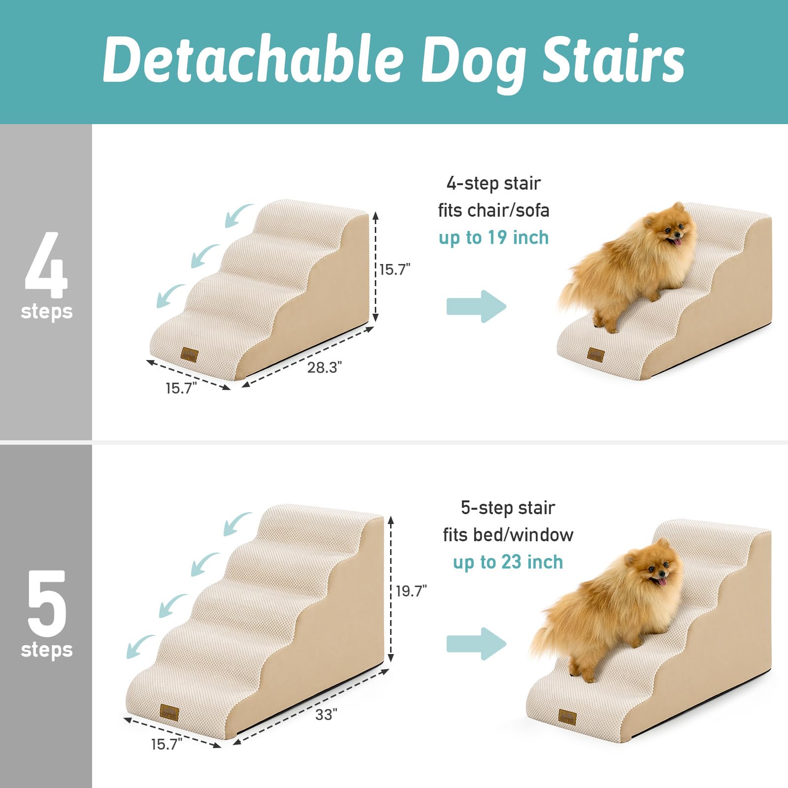 COZY KISS dog stairs four-step model is sturdy and easy to climb.