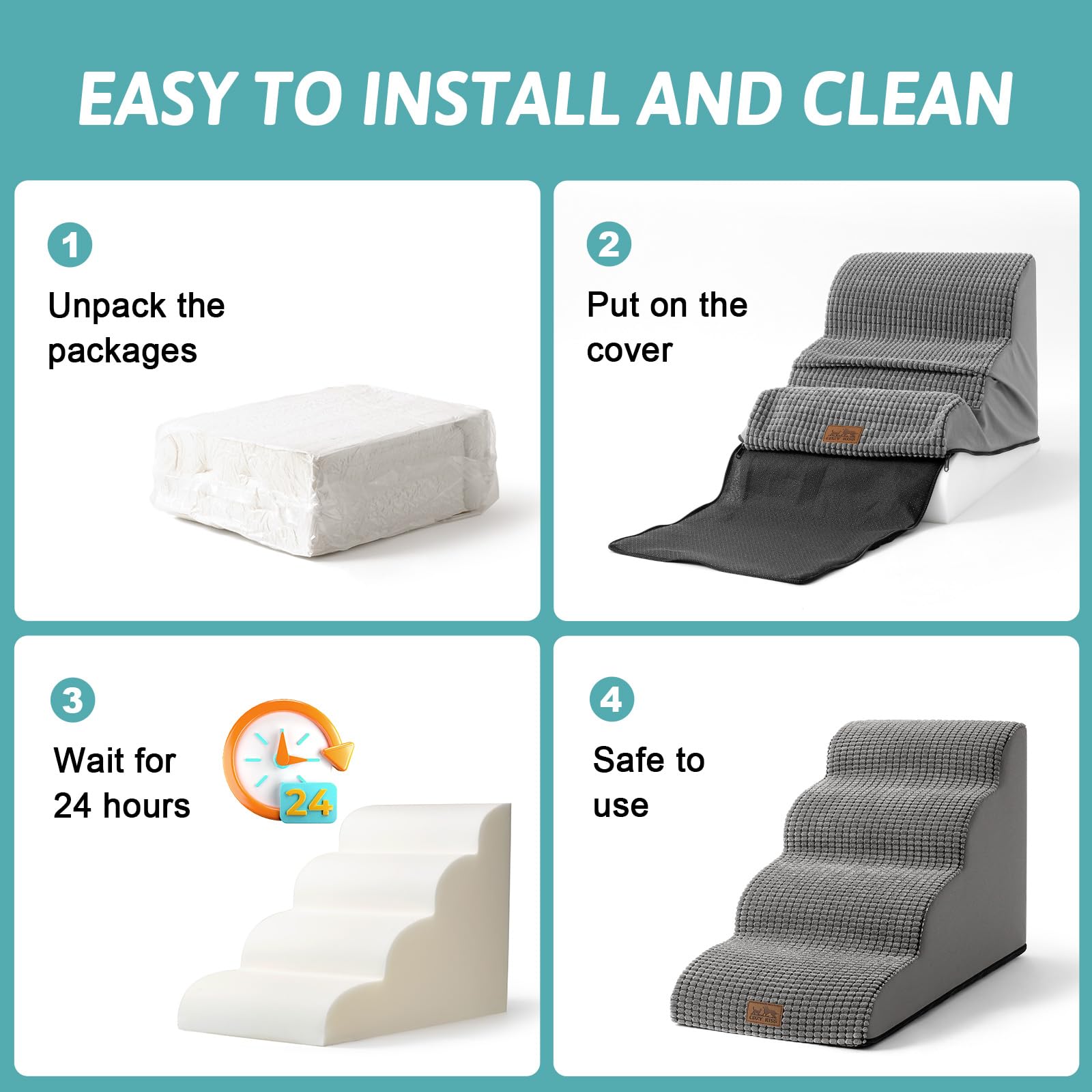 COZY KISS Dog Stairs leakproof-surface prevents accidents during use.