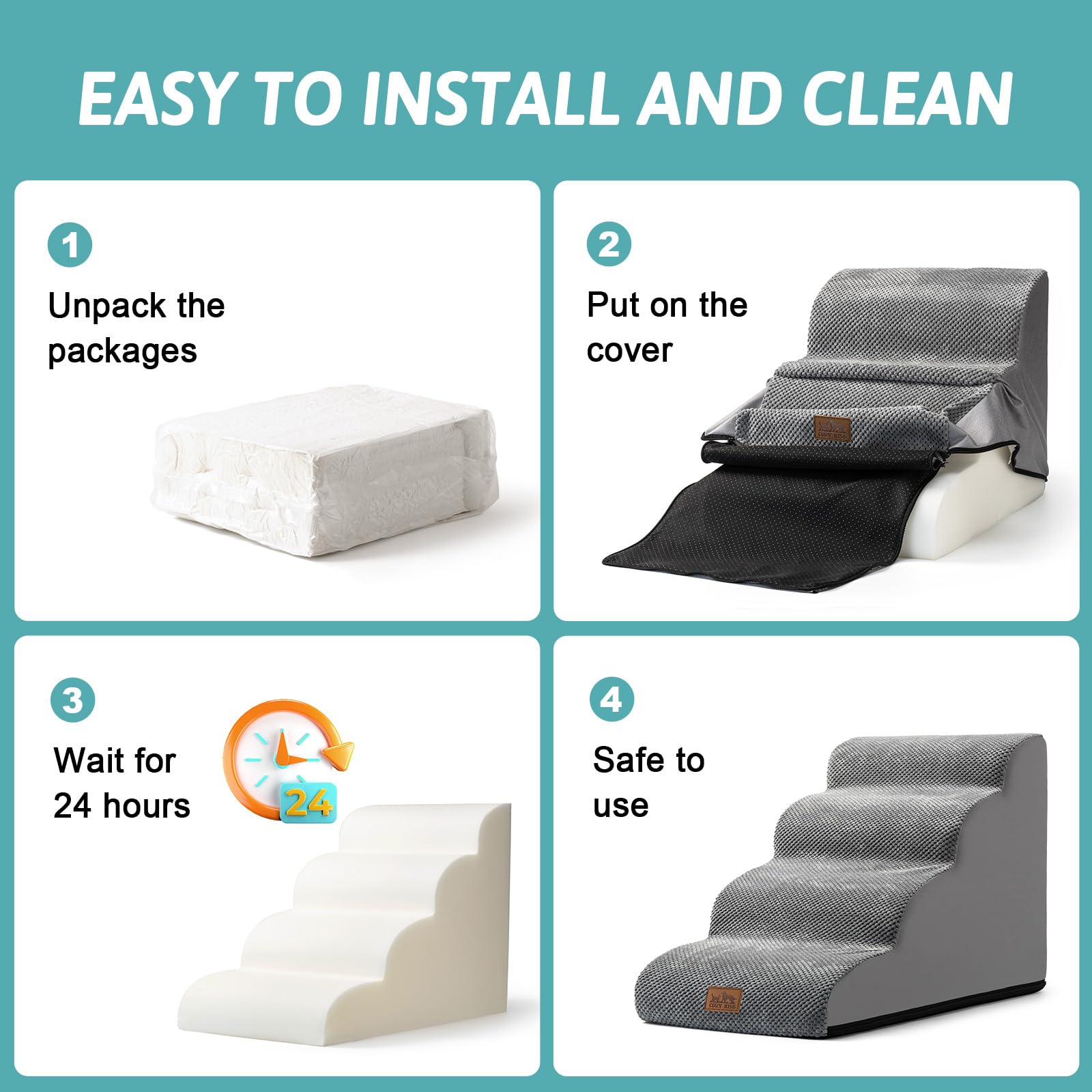 COZY KISS non-slip base minimizes movement on smooth floors.