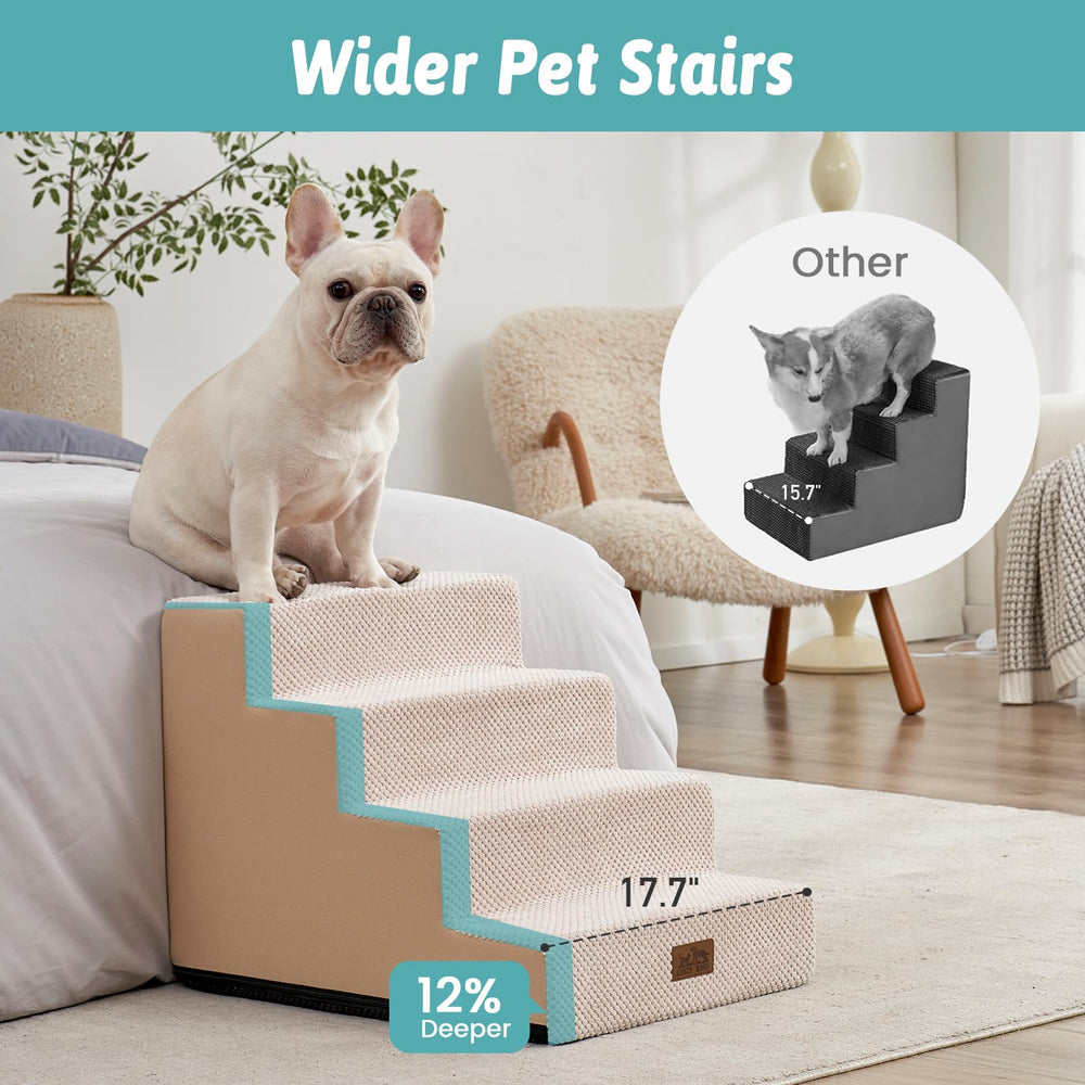 COZY KISS dog stairs non-slip base showcases secure grip on slippery floors