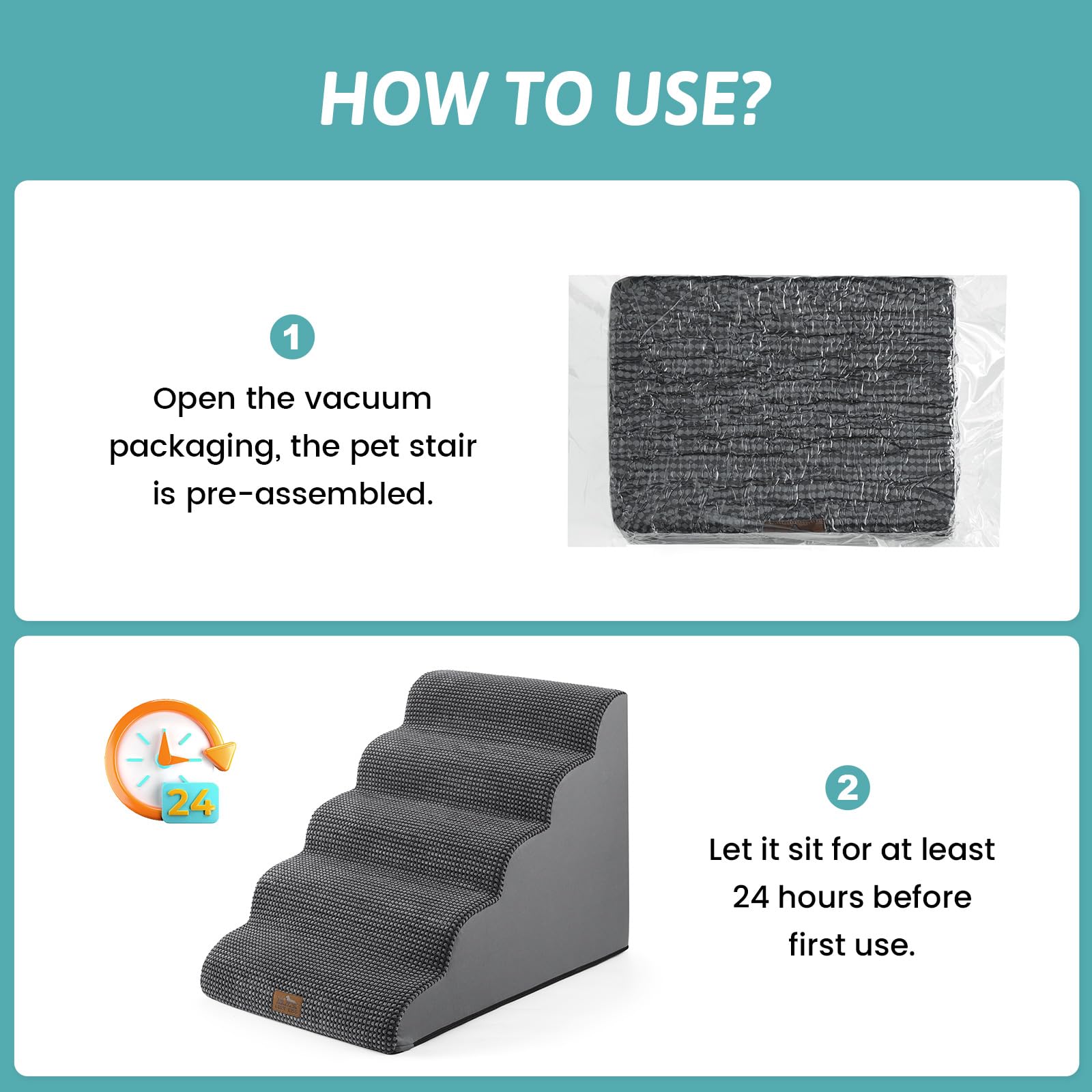 COZY KISS dog stairs non-slip base reducing movement on floors