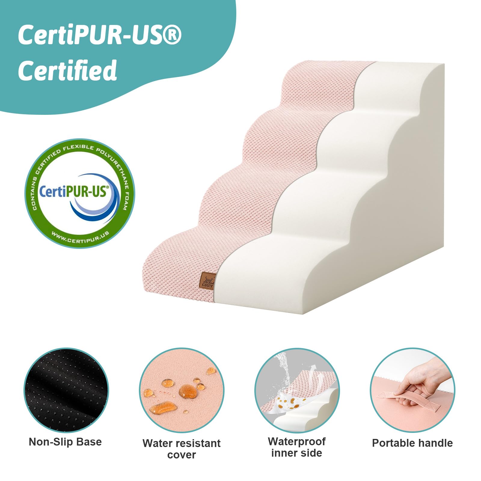 COZY KISS non-slip bottom helps keep stairs stable on hardwood floors.