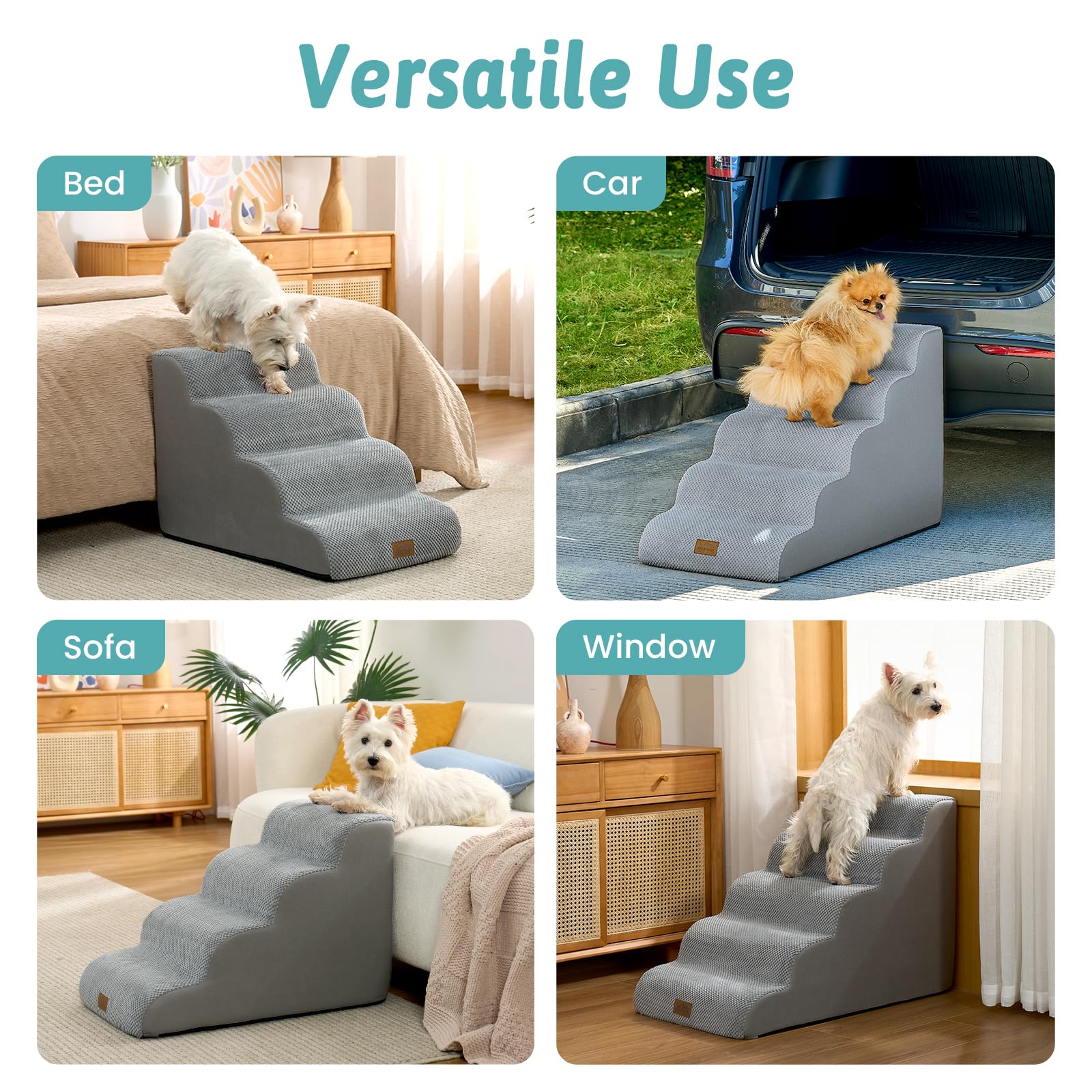 COZY KISS dog stairs non-slip bottom reduces slipping on smooth floors.