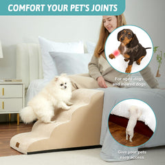 COZY KISS dog stairs removable cover shows washable fabric for easy cleaning