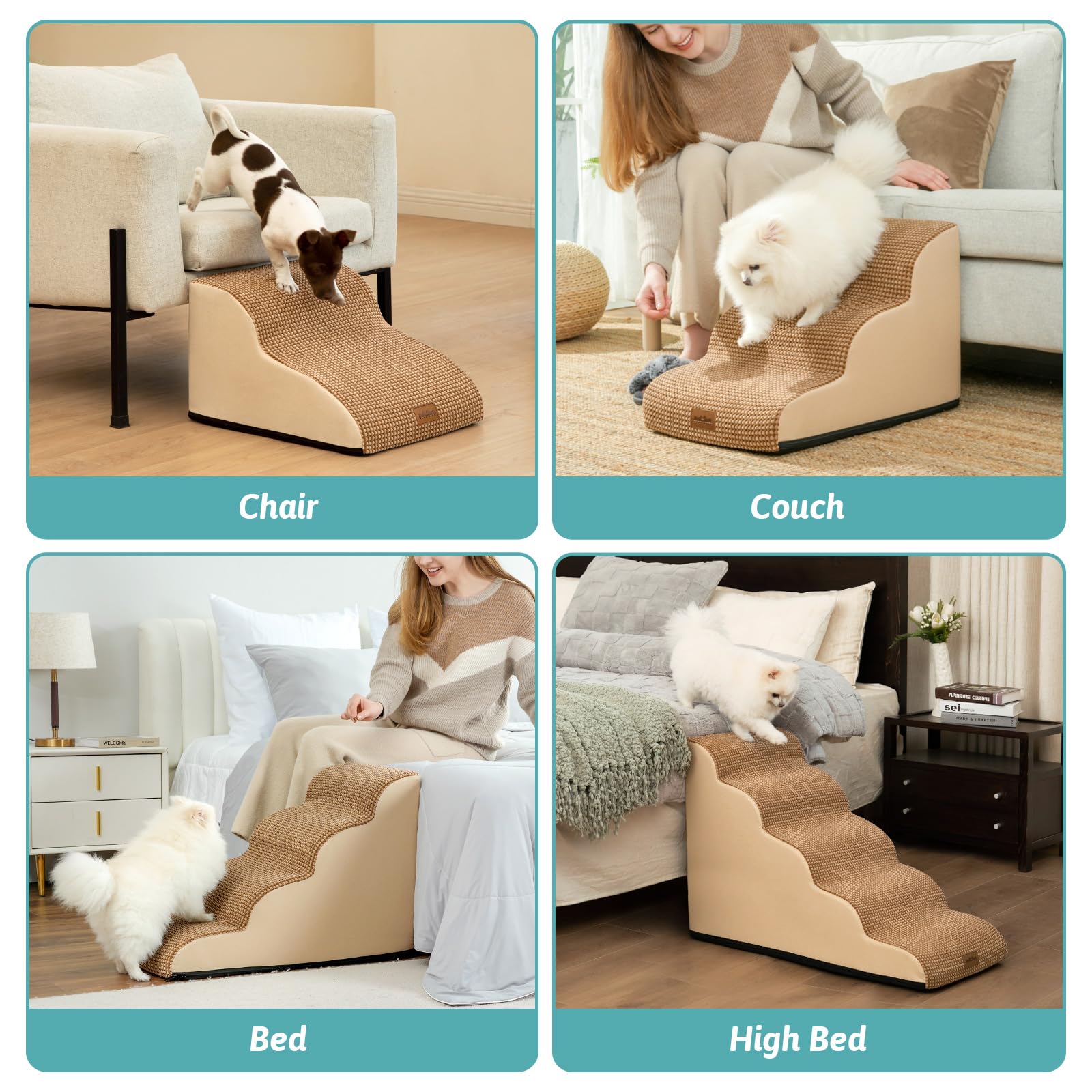 COZY KISS dog stairs size-guide to help choose the right height