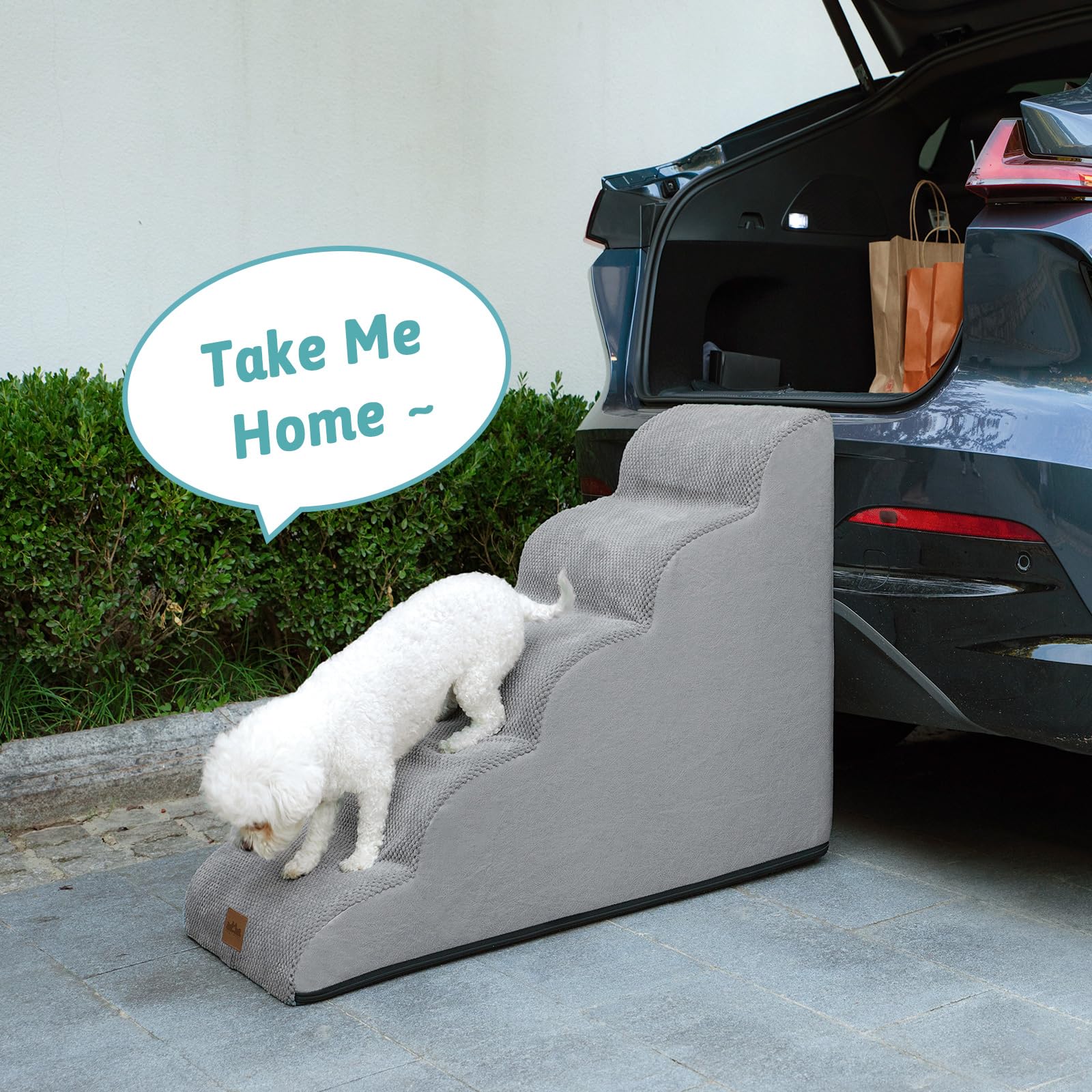 COZY KISS dog stairs size-layers guide shows height for furniture.
