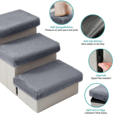 COZY KISS dog stairs storage compartment highlights convenient toy and clothes storage.