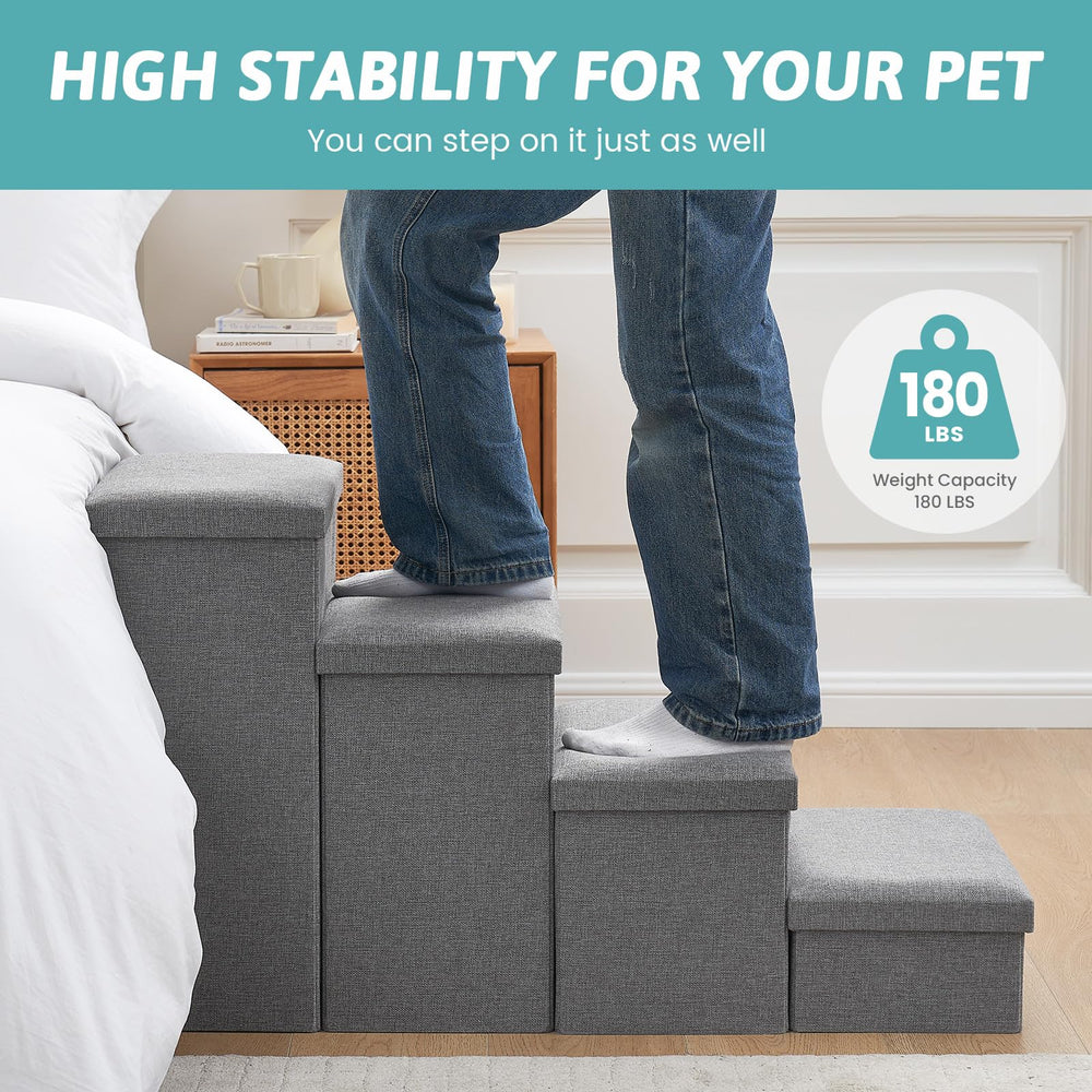 COZY KISS dog stairs storage foam padding: plush comfort for joints.