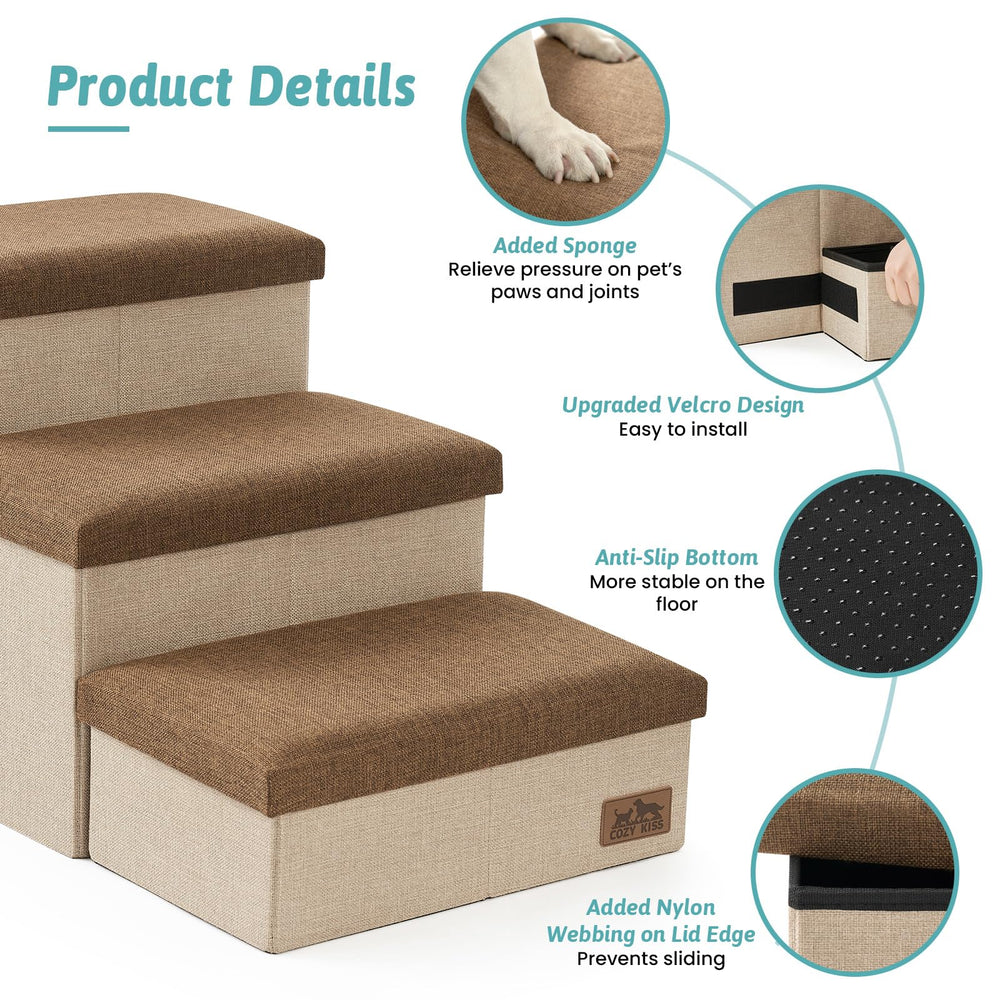 COZY KISS dog stairs storage foldable portable, easy to move and store