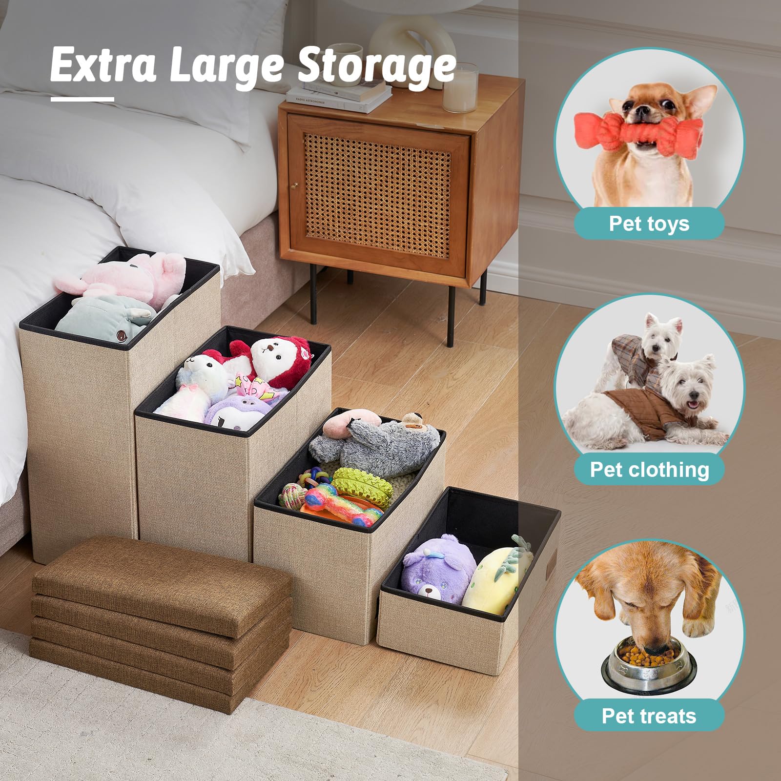 COZY KISS dog stairs storage folded: compact portable design.