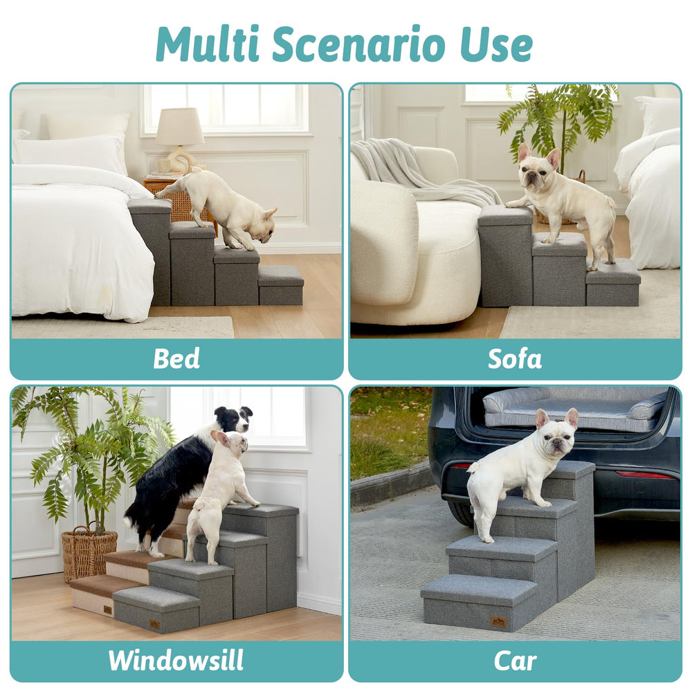 COZY KISS dog stairs storage non-slip bottom: stable footing on floors.
