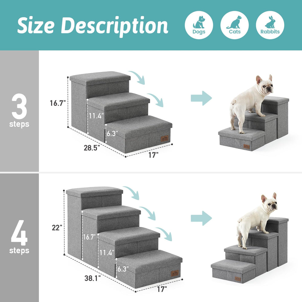 COZY KISS dog stairs storage wider steps: spacious climb for pets.