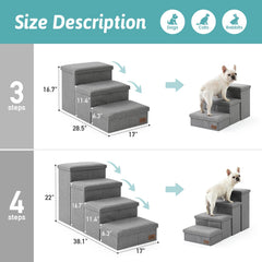 COZY KISS dog stairs storage wider steps: spacious climb for pets.