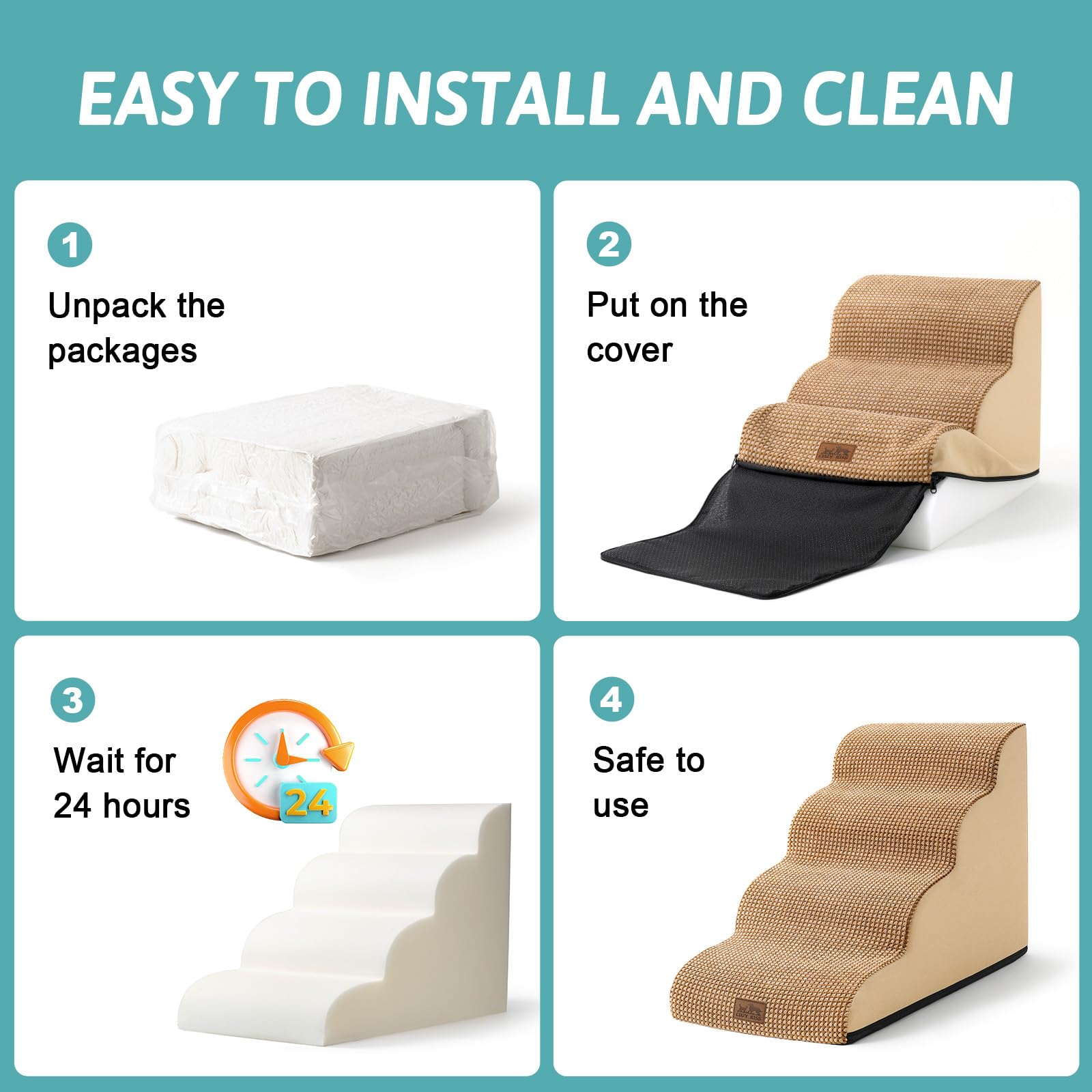 COZY KISS dog stairs vacuum-packed packaging shows compression recovery over 24–48 hours