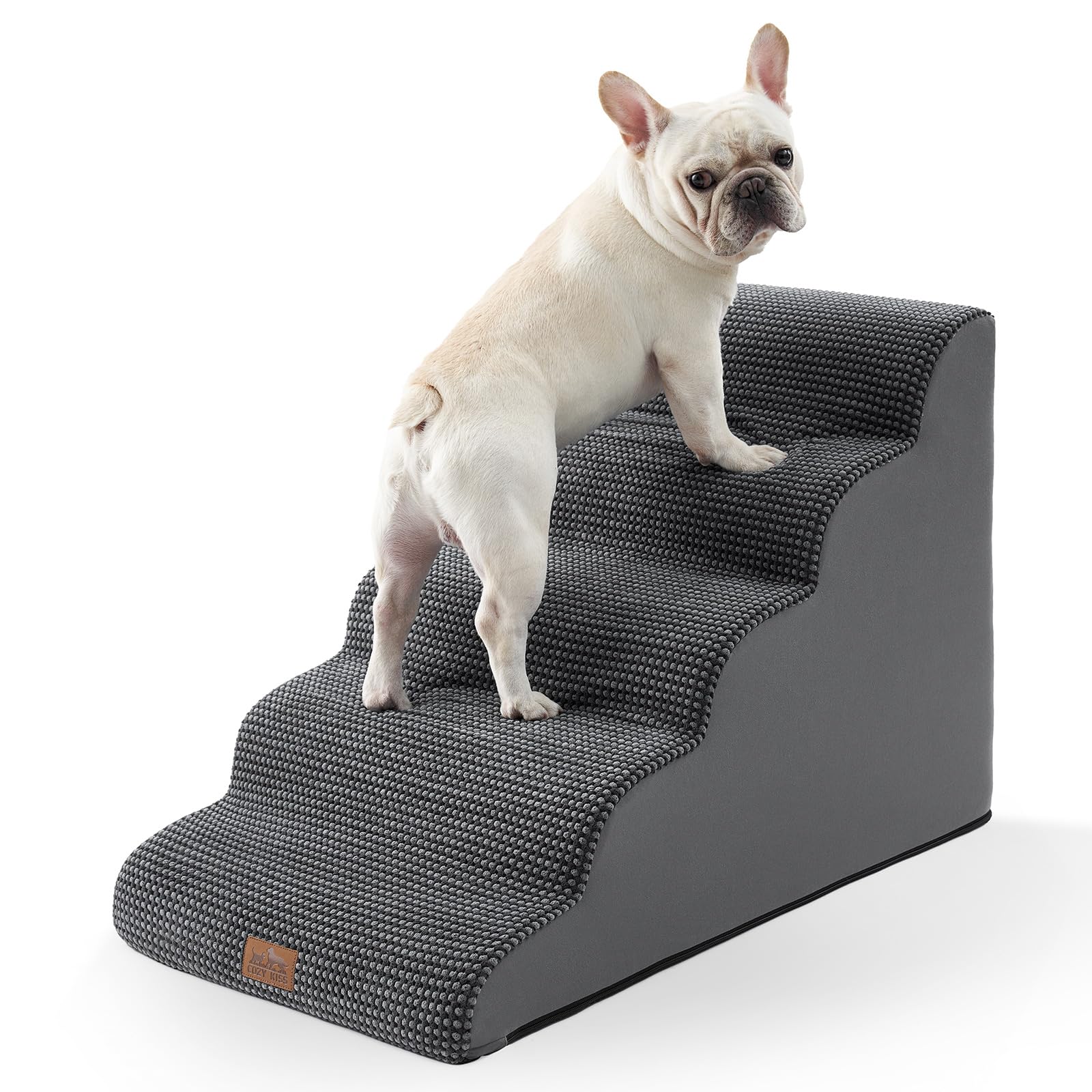 COZY KISS extra-wide dog stairs front view showing spacious width for easy access