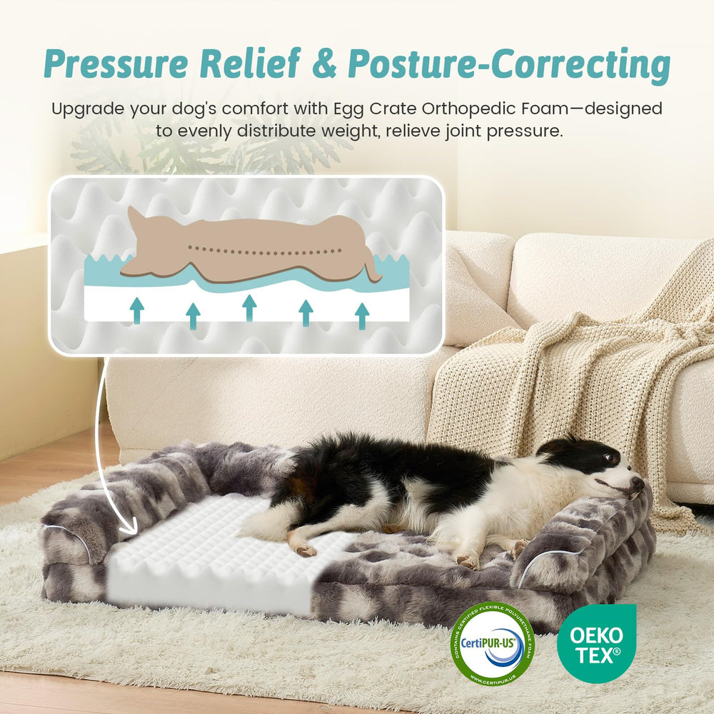 COZY KISS orthopedic dog bed side view highlighting removable cover for easy cleaning