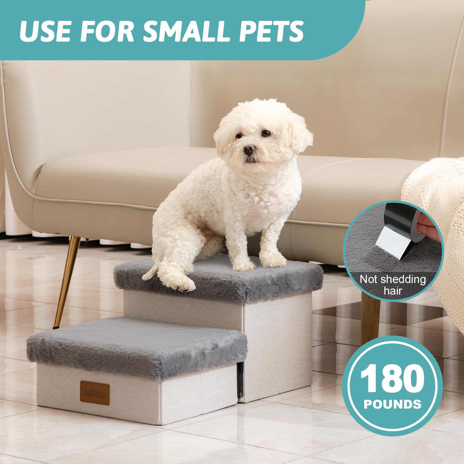 COZY KISS foldable dog ramp with soft cover for comfortable pet access.
