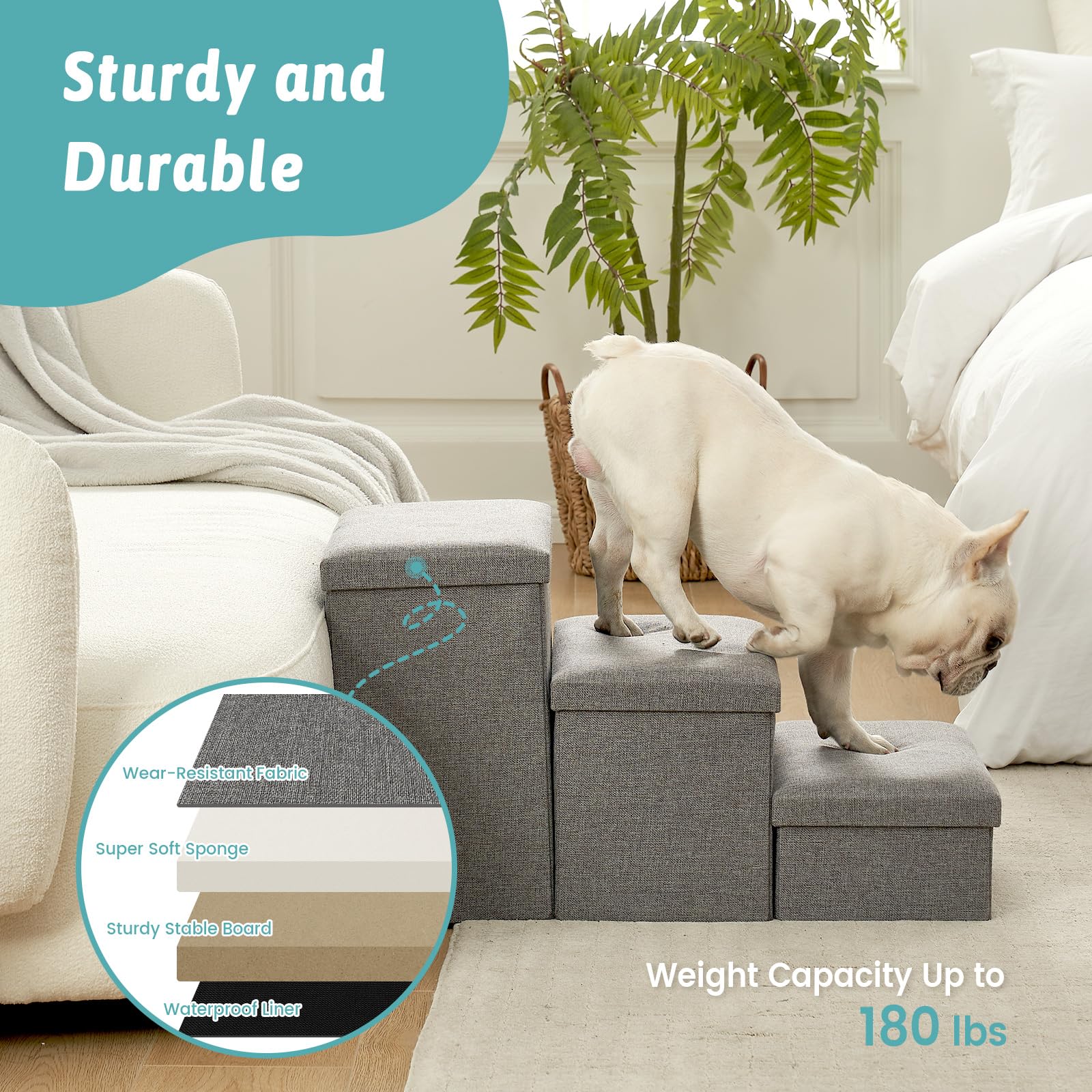 COZY KISS folding doggie ramp gray: versatile ramp for couch and car.