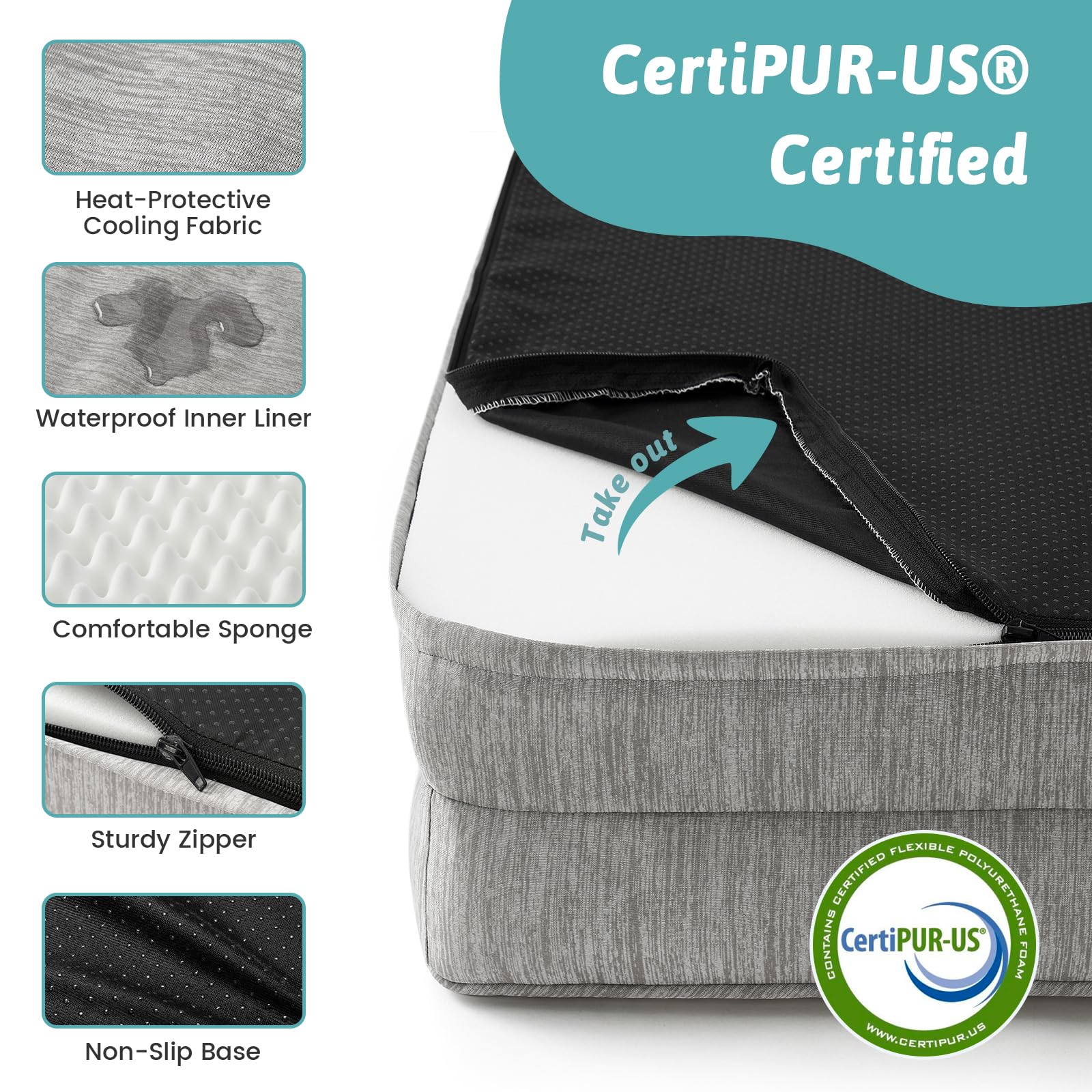 COZY KISS non-slip bottom keeps bed in place during play.