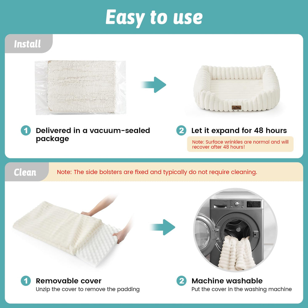 COZY KISS orthopedic bed packing fluffing demonstrates quick setup after delivery