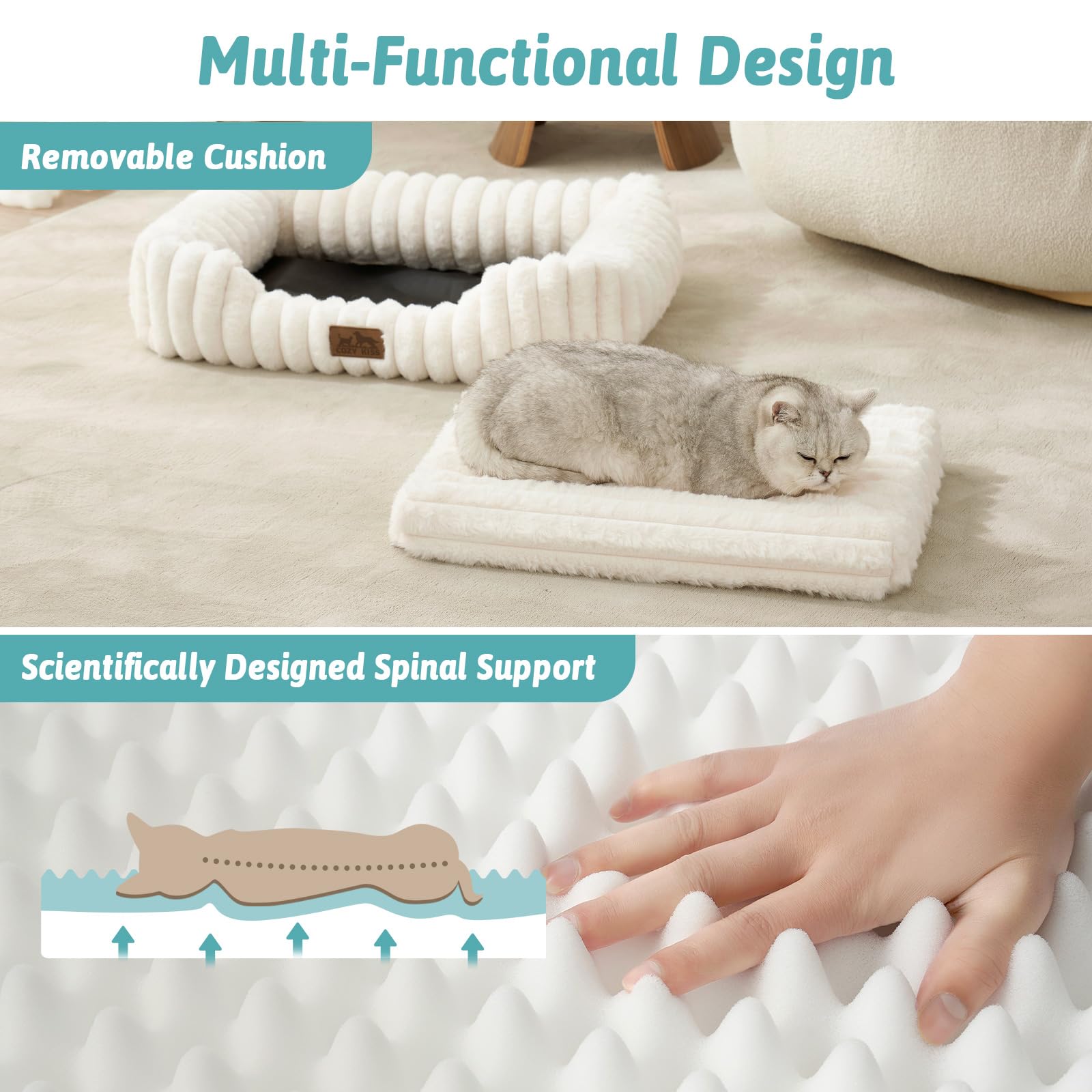 COZY KISS orthopedic bed raised sides cradle head and neck for restful sleep