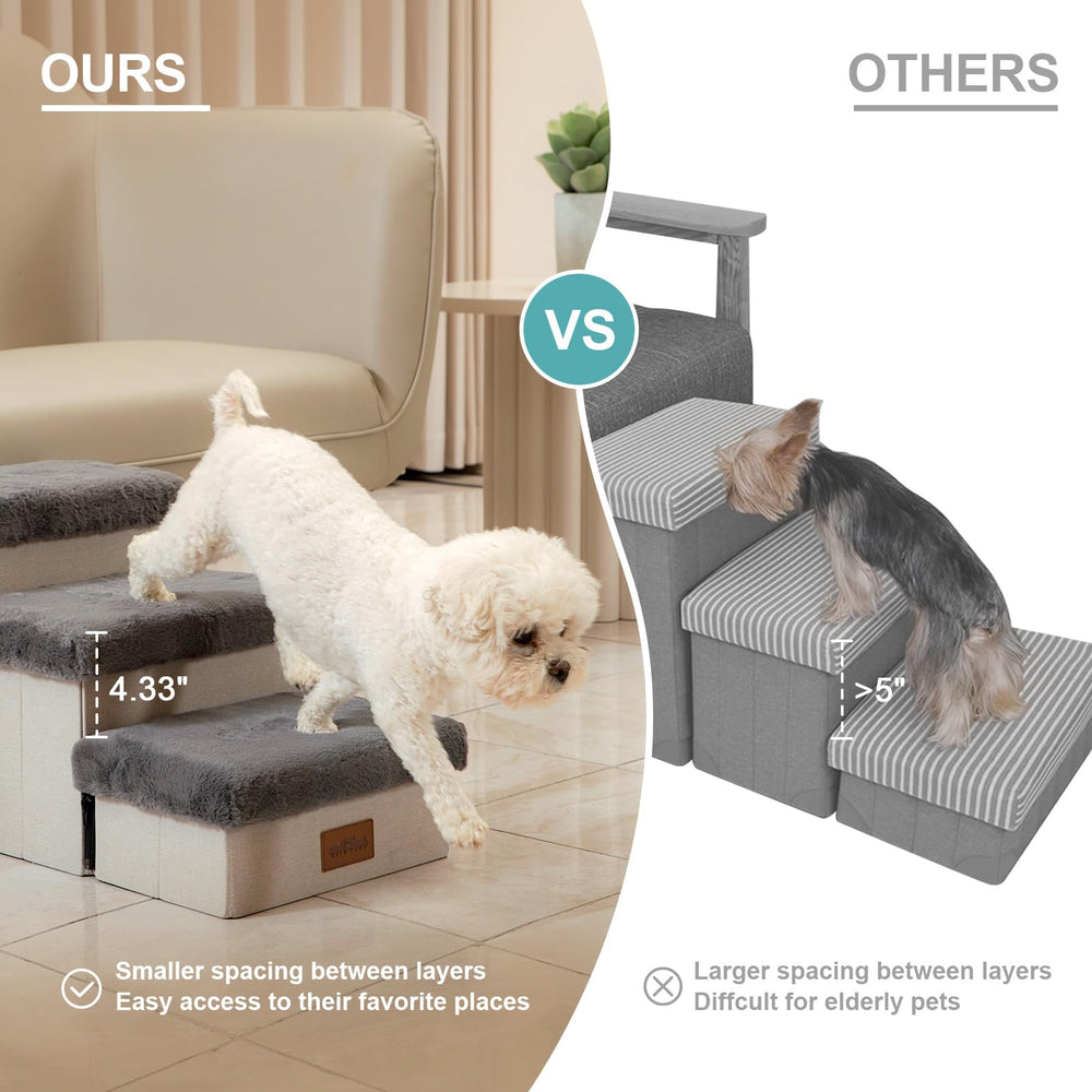 COZY KISS portable pet stairs for travel and camping.