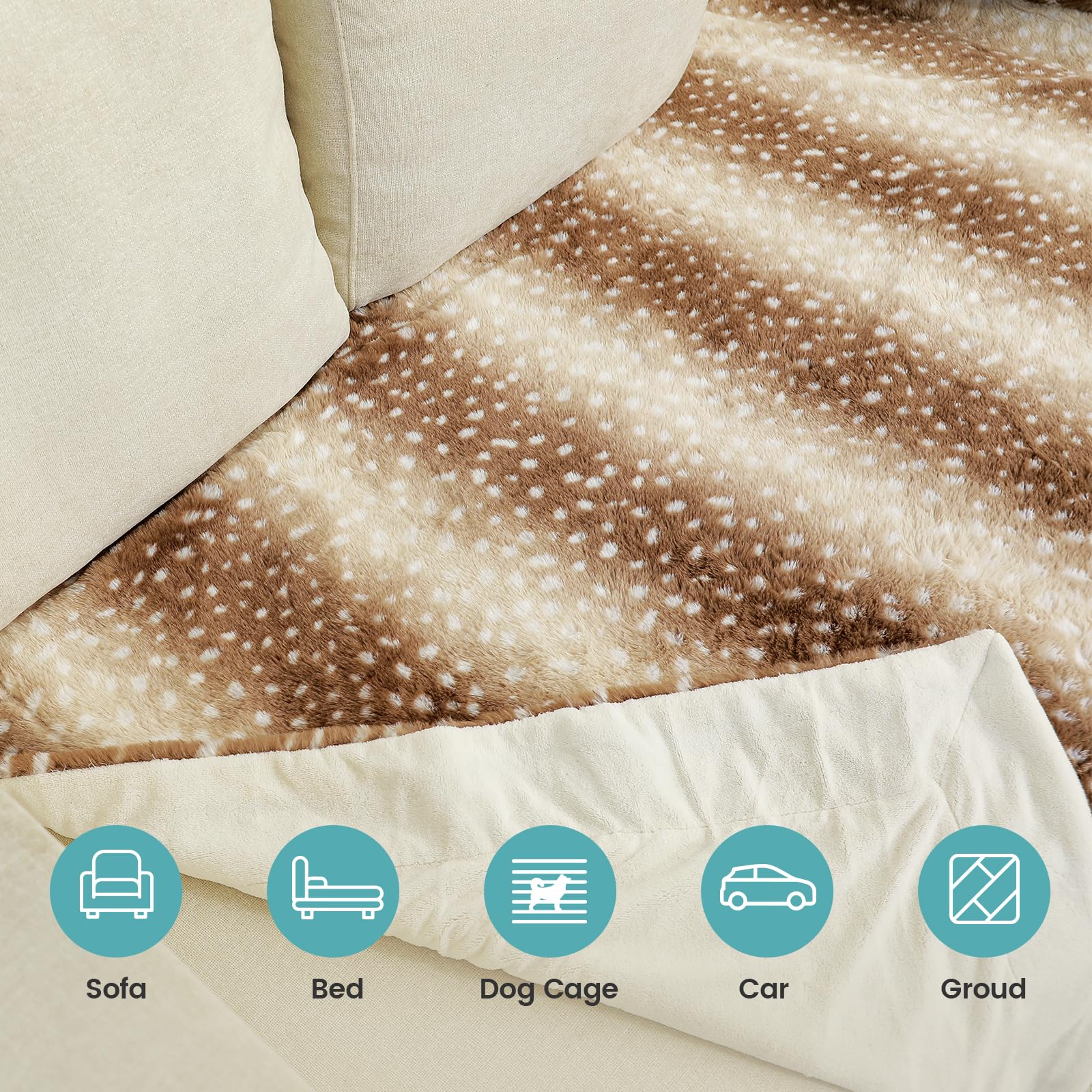 COZY KISS blanket on sofa with pet demonstrates furniture protection and comfort