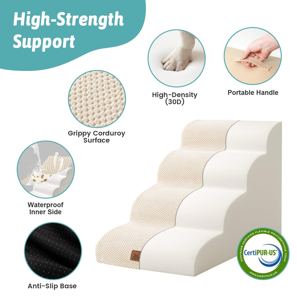 COZY KISS Wide Dog Stairs curved ramp aids gentle ascent for pets