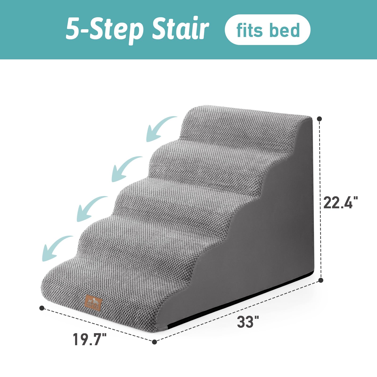 COZY KISS Wide Dog Stairs soft ramp in use showcases gentle incline.
