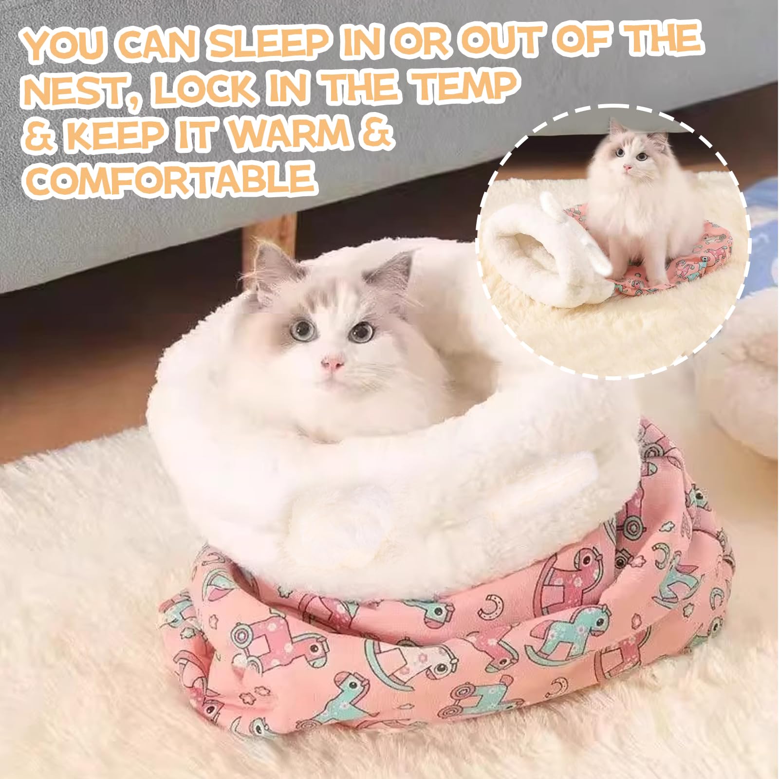 Cozy Pet Nest insulated interior shields from drafts for year-round naps.