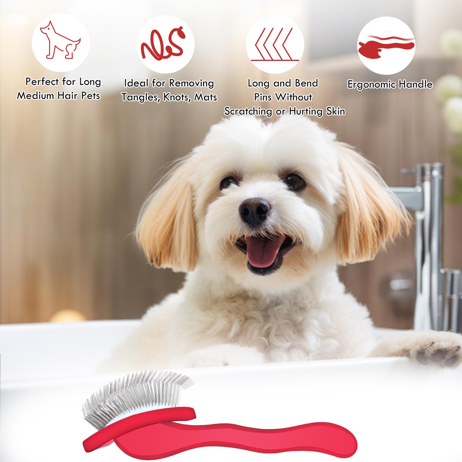 Cozygift wooden-handle grooming comb for detangling long coats.