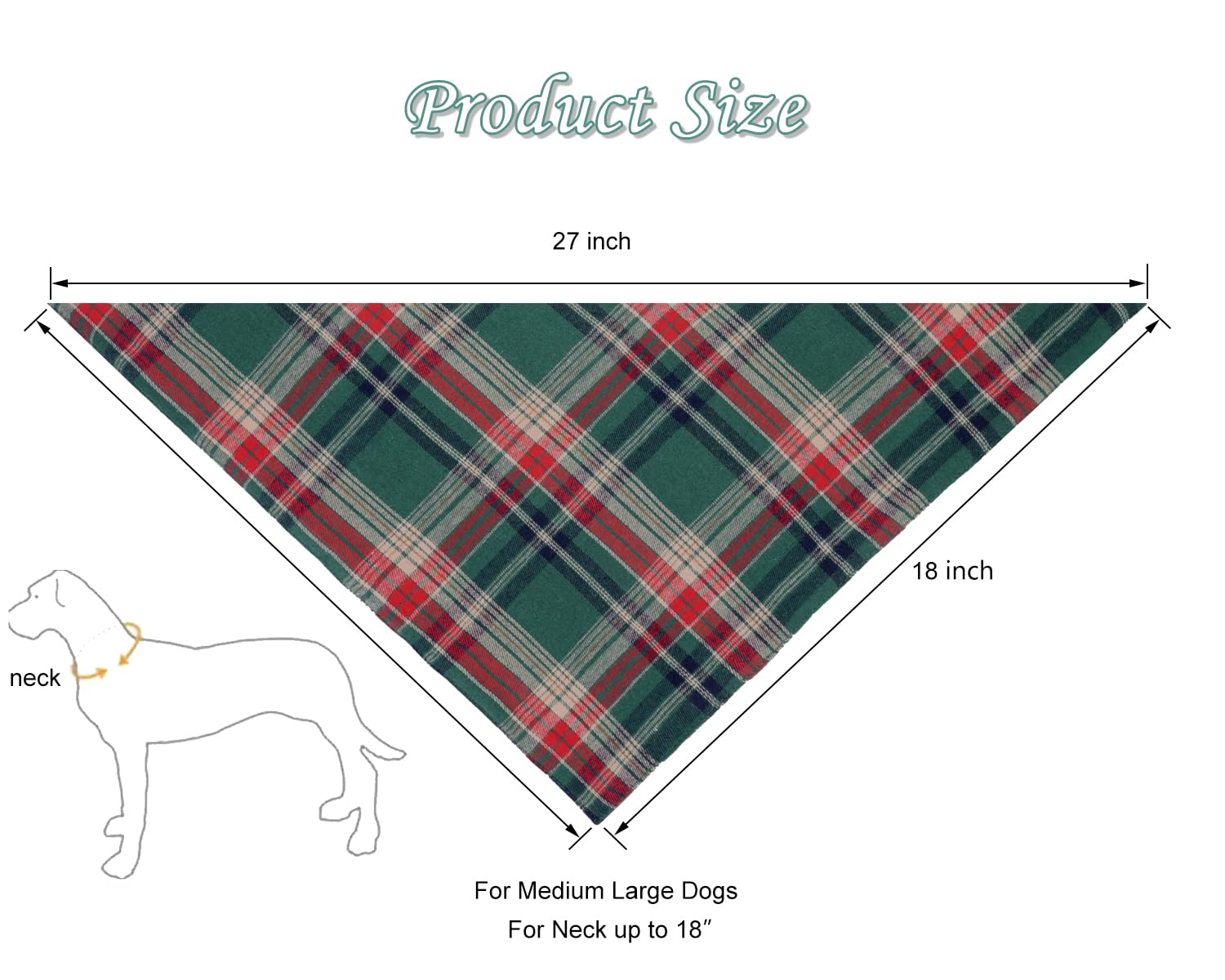 CozyHaus Christmas dog bandana green plaid highlighting vibrant holiday look and durability