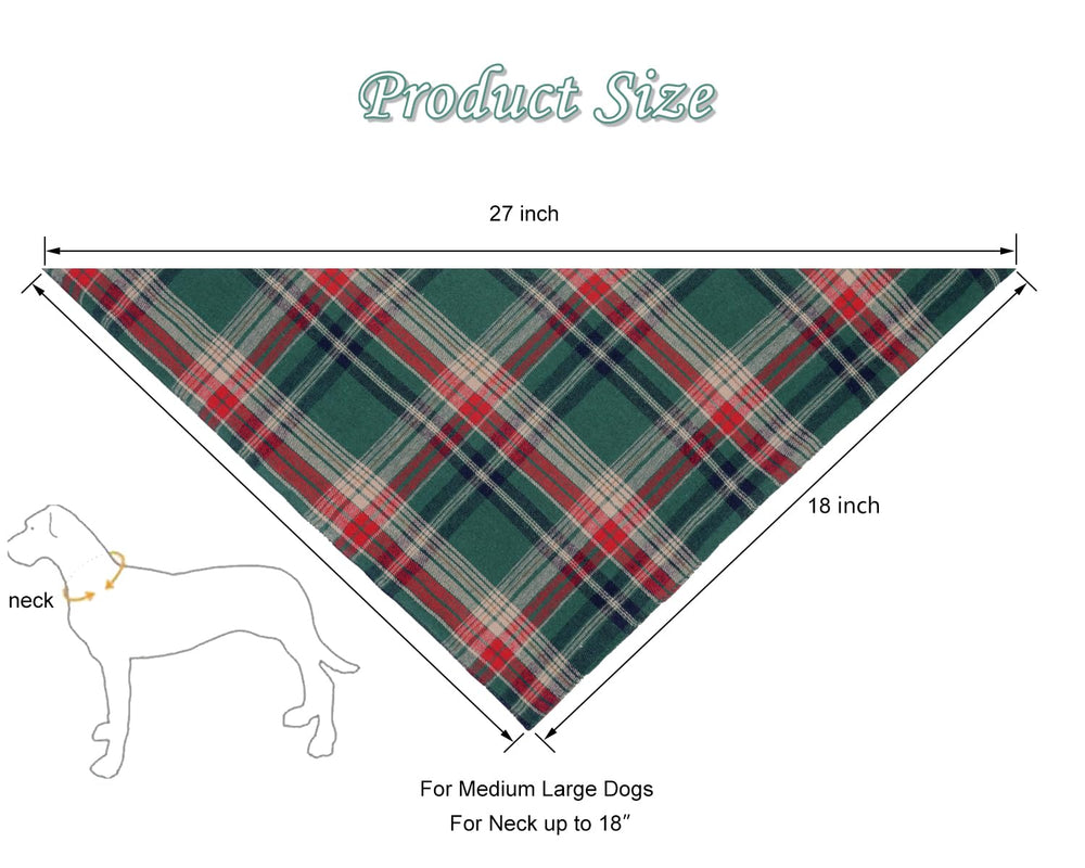CozyHaus Christmas dog bandana green plaid highlighting vibrant holiday look and durability