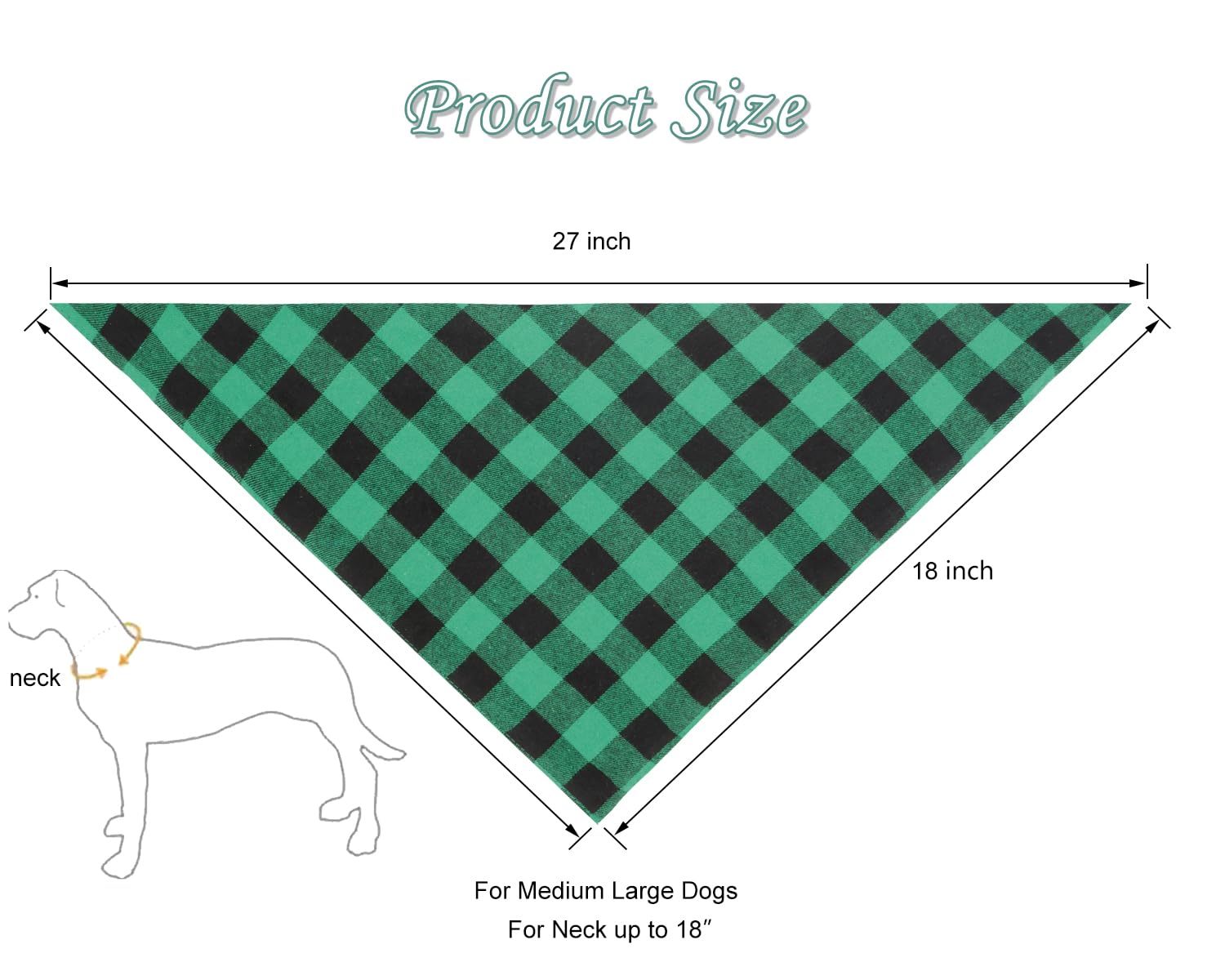 CozyHaus Christmas dog bandana in green plaid for stylish wear