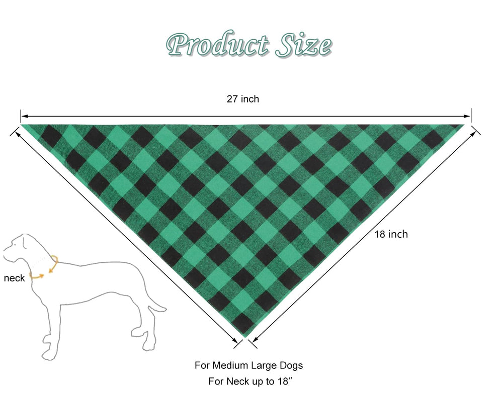 CozyHaus Christmas dog bandana in green plaid for stylish wear