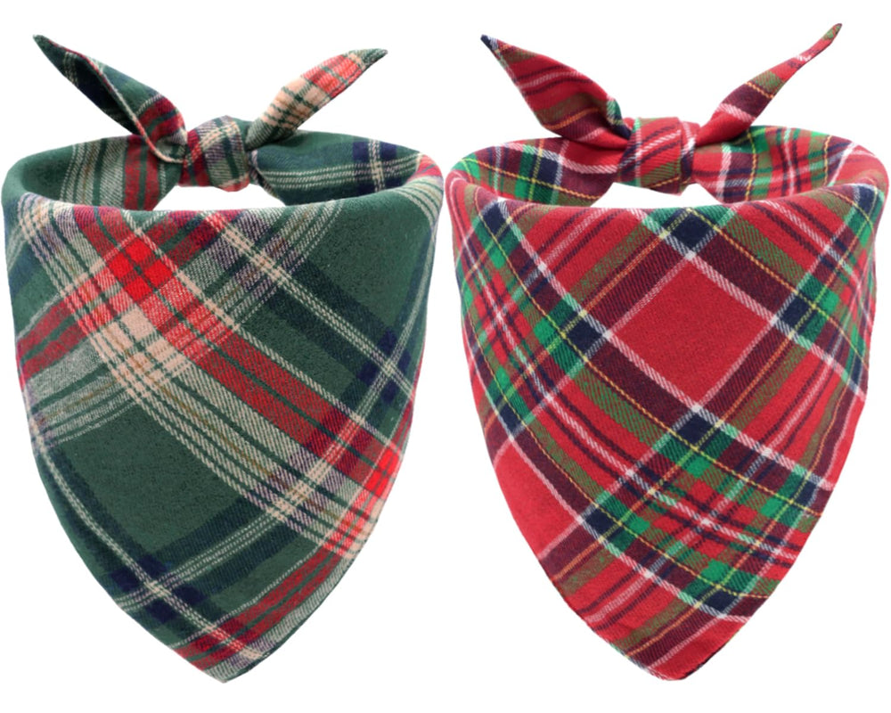 CozyHaus Christmas dog bandana red plaid showing soft cotton for festive styling and comfort