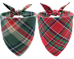 CozyHaus Christmas dog bandana red plaid showing soft cotton for festive styling and comfort