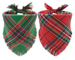 CozyHaus Christmas dog bandanas 2-pack front view showcases festive holiday style.