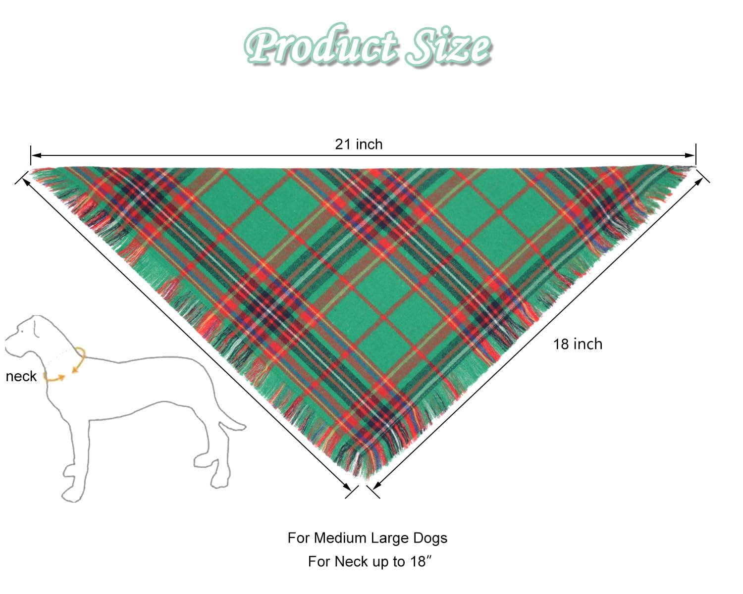 CozyHaus Christmas dog bandanas 2-pack red plaid tassels, ideal for festive photos.