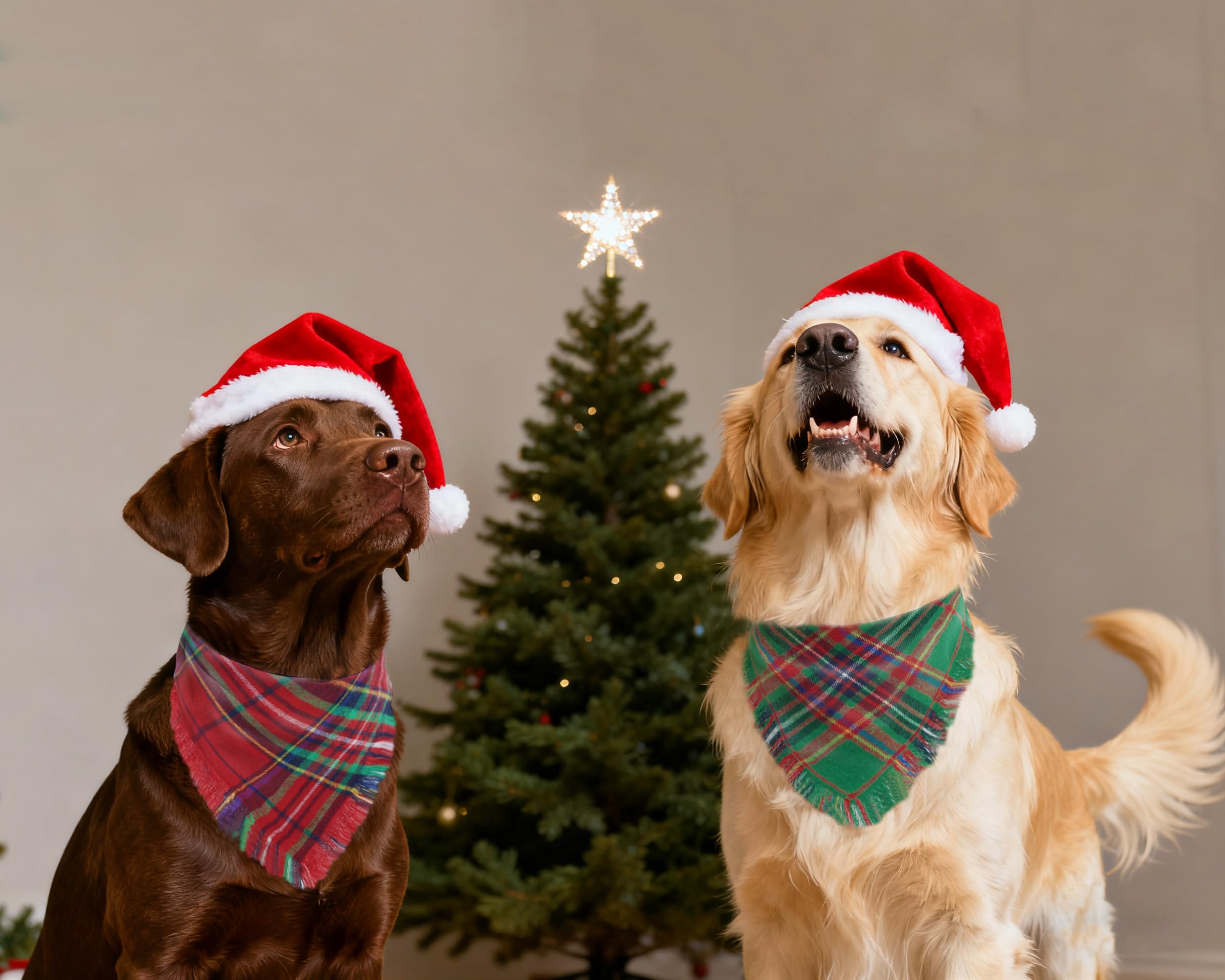 CozyHaus dog-wearing bandana during holiday walk adds cheerful style.