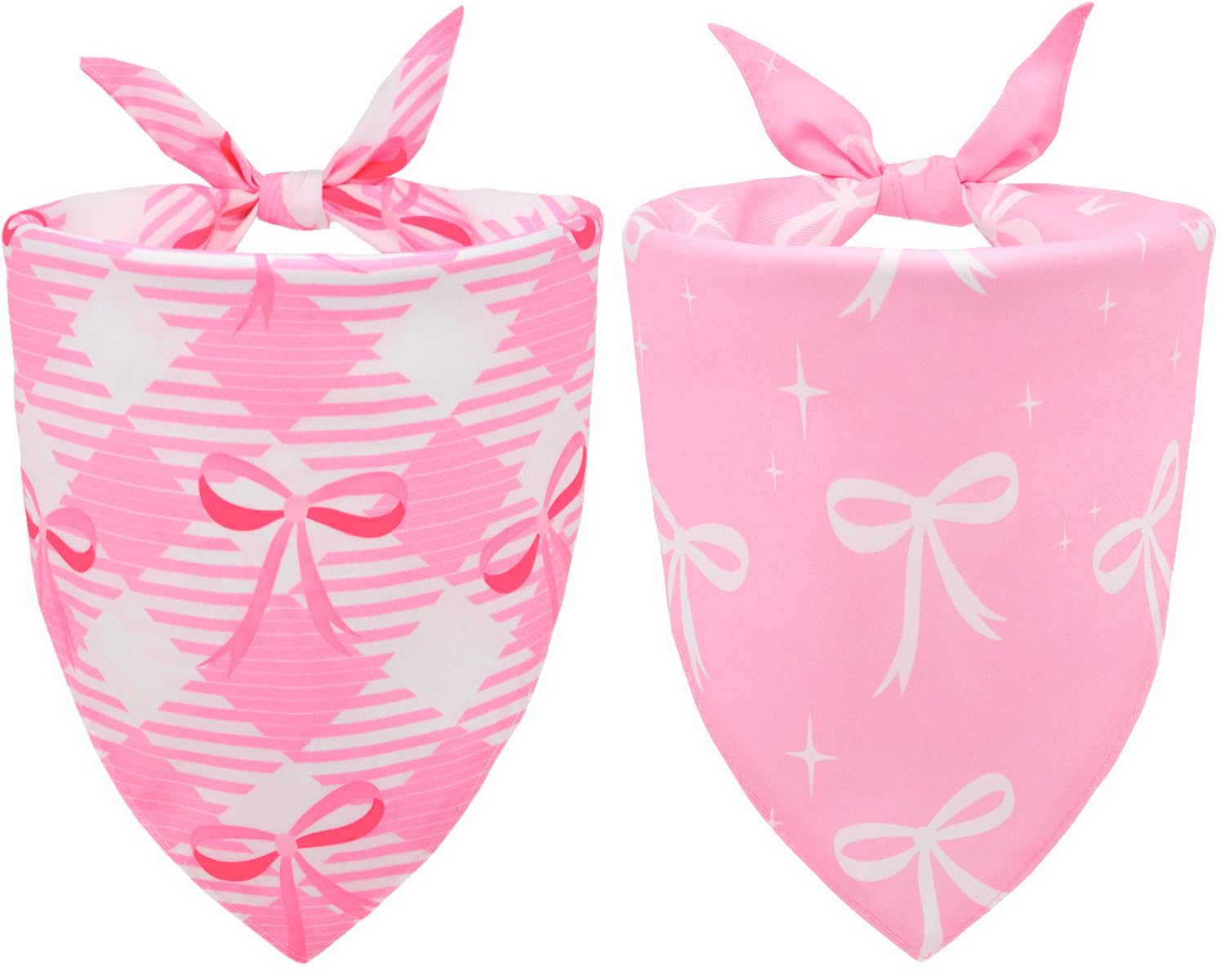 CozyHaus pink bow dog bandana folded to show gingham pattern and bowknot charm.