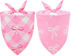 CozyHaus pink bow dog bandana folded to show gingham pattern and bowknot charm.