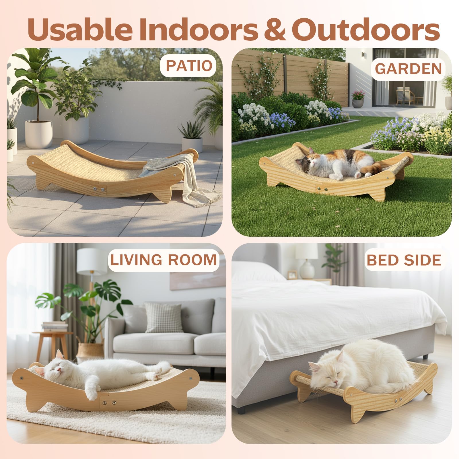 CozyLazy cat scratcher bed fits bedrooms or living rooms with style.