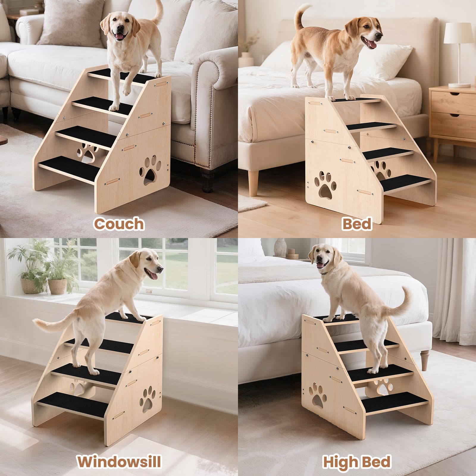 CozyLazy dog stairs-bed-couch-car shows versatile use on beds, couches, and cars.